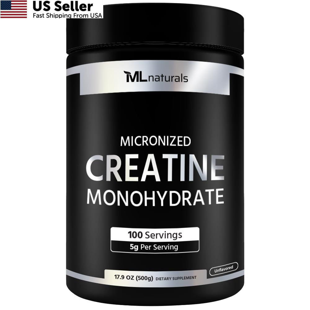ML Naturals Micronized Creatine Monohydrate 5g (Per Serving) 500g (Pack of 1)