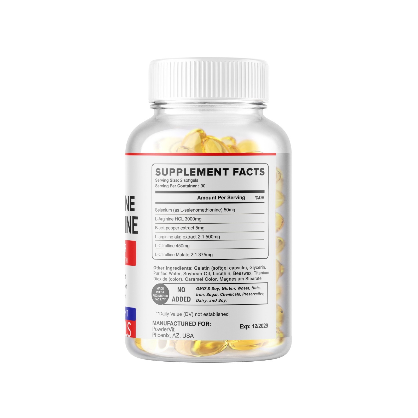 L-Arginine L-Citrulline Complex 3000mg, 180 Softgels – Non-GMO