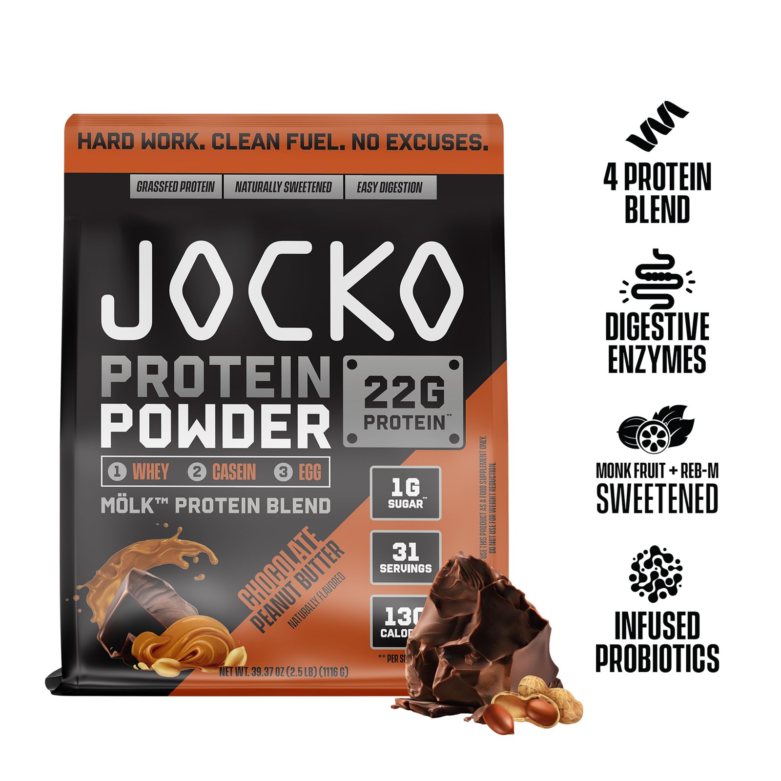 Jocko Fuel Mölk Whey Protein Powder 22g Low Sugar Monk 2 Pound (Pack of 1)