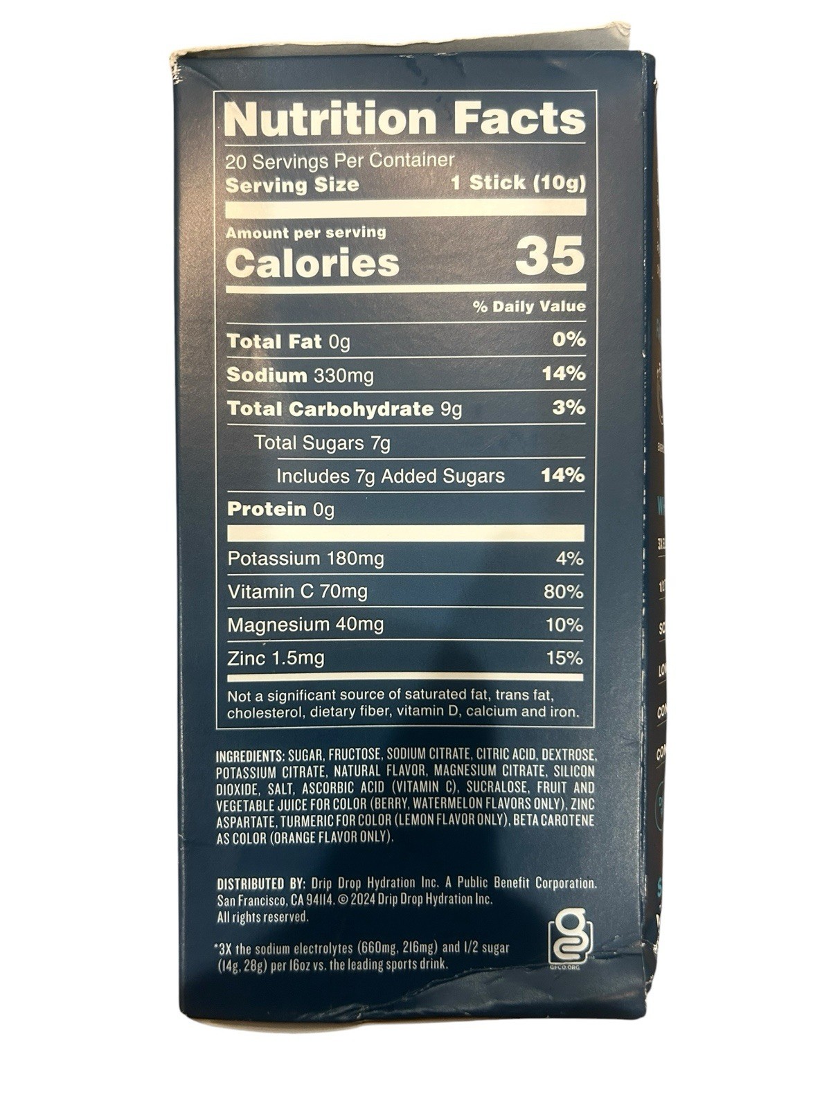 DripDrop Hydration Electrolyte Drink Mix Bold Variety – 20 Count – Ex: 11/28