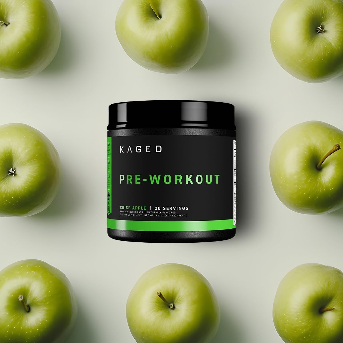 Pre Workout Powder – Krisp Apple Flavor, Creatine, Beta Alanine, Natural Caffein