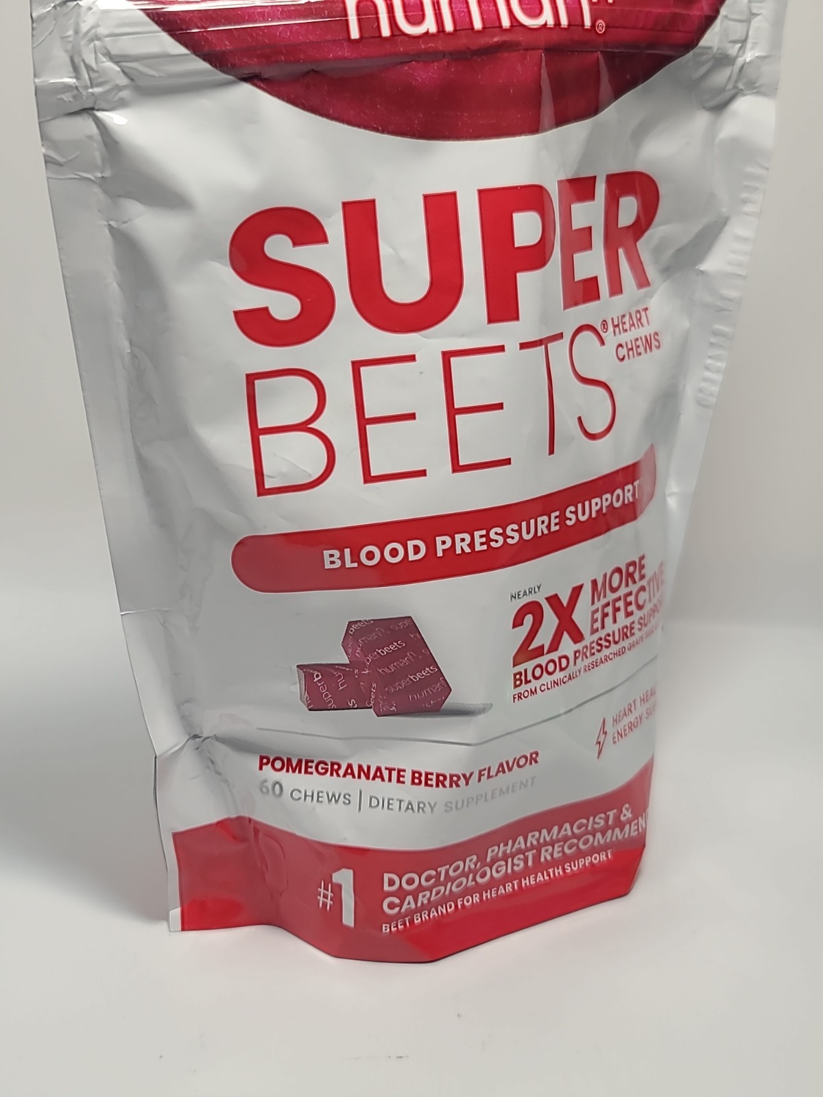 HumanN – SUPER BEETS HEART CHEWS, Pomegranate, 60 COUNT, New & Sealed, EXP 01/27