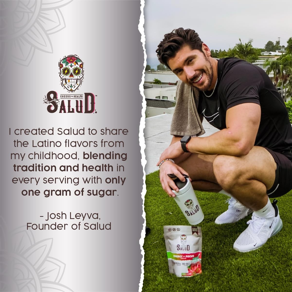 Salud 2-in-1 Energy Drink Powder + 15 Servings (Pack of 1), pinkish-red