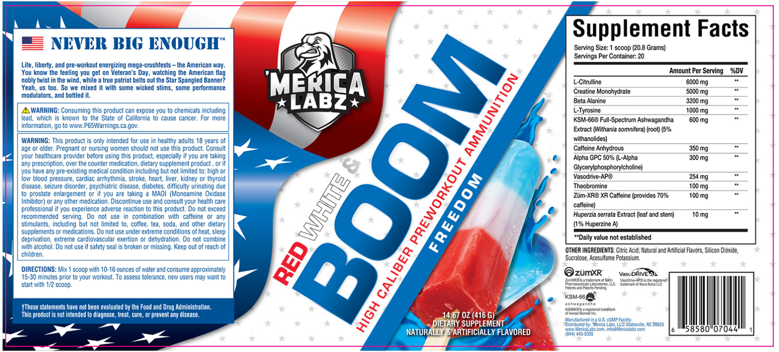 ‘Merica Labz RED WHITE & BOOM | High Caliber | FOCUS – ALL Flavors PREWORKOUT