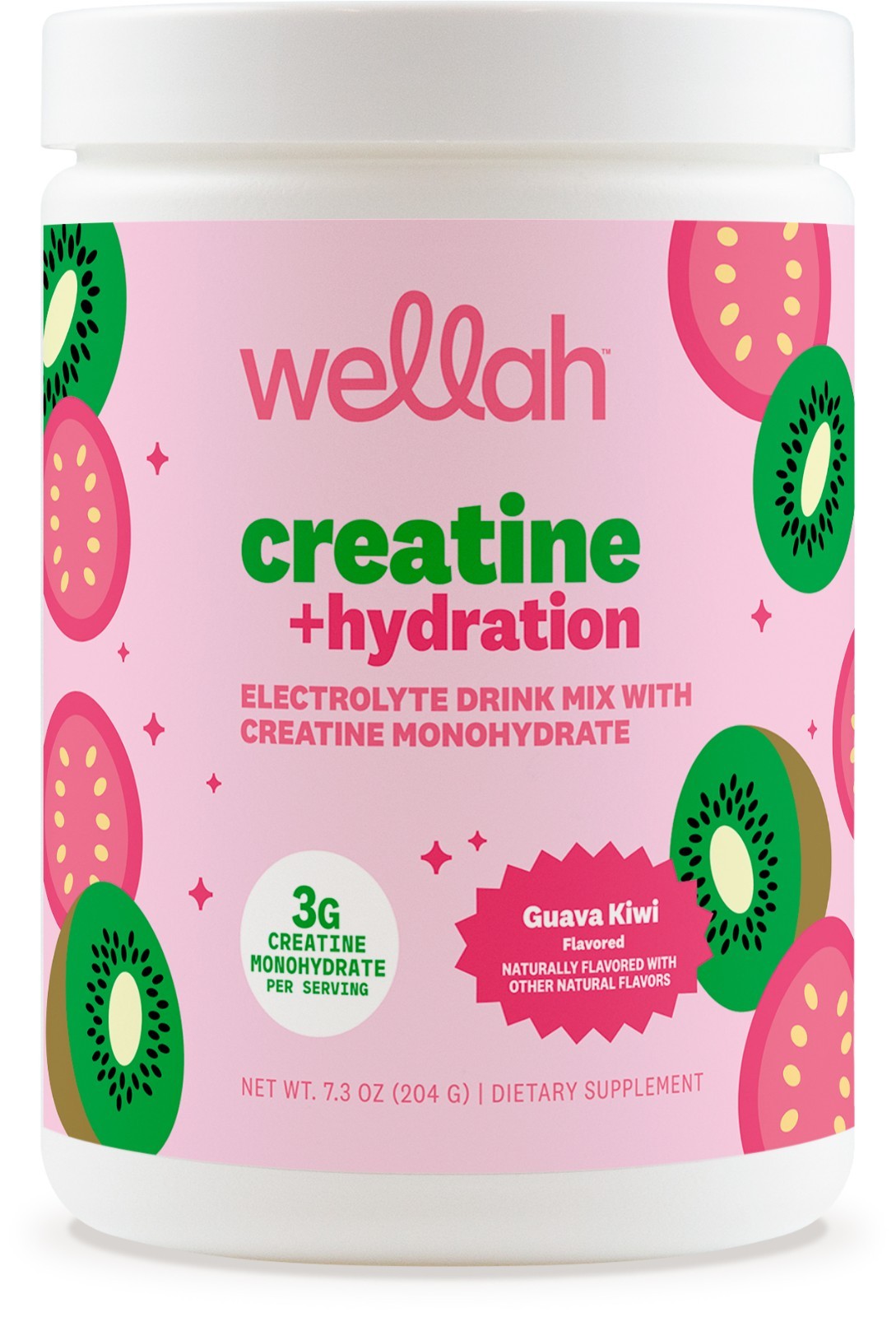 Wellah Creatine + Hydration Powder (Guava Kiwi) 30 Servings – Electrolyte Drink