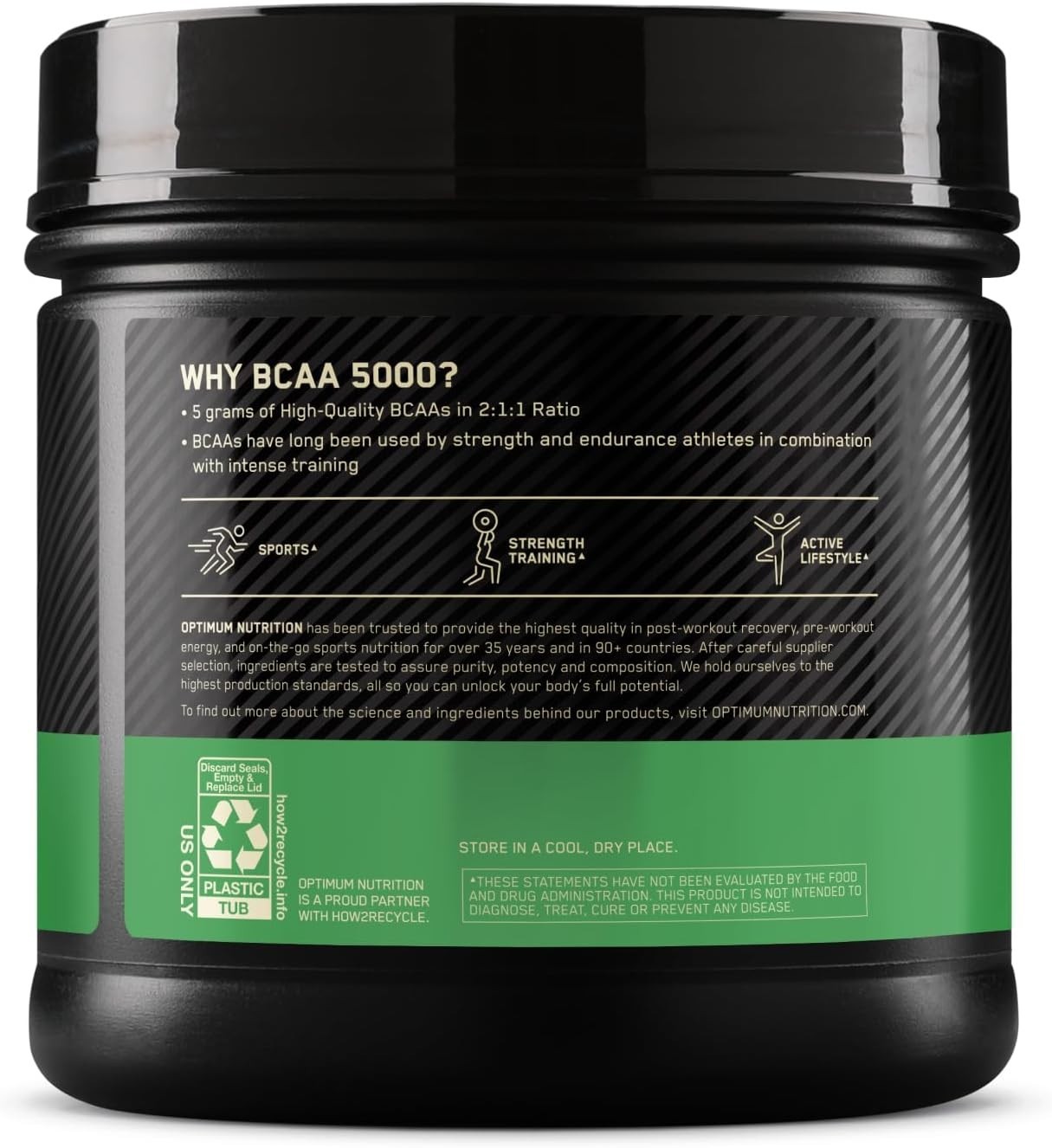 Unflavored BCAA 5000mg Powder for Muscle Recovery – 60 Servings, Keto Approved