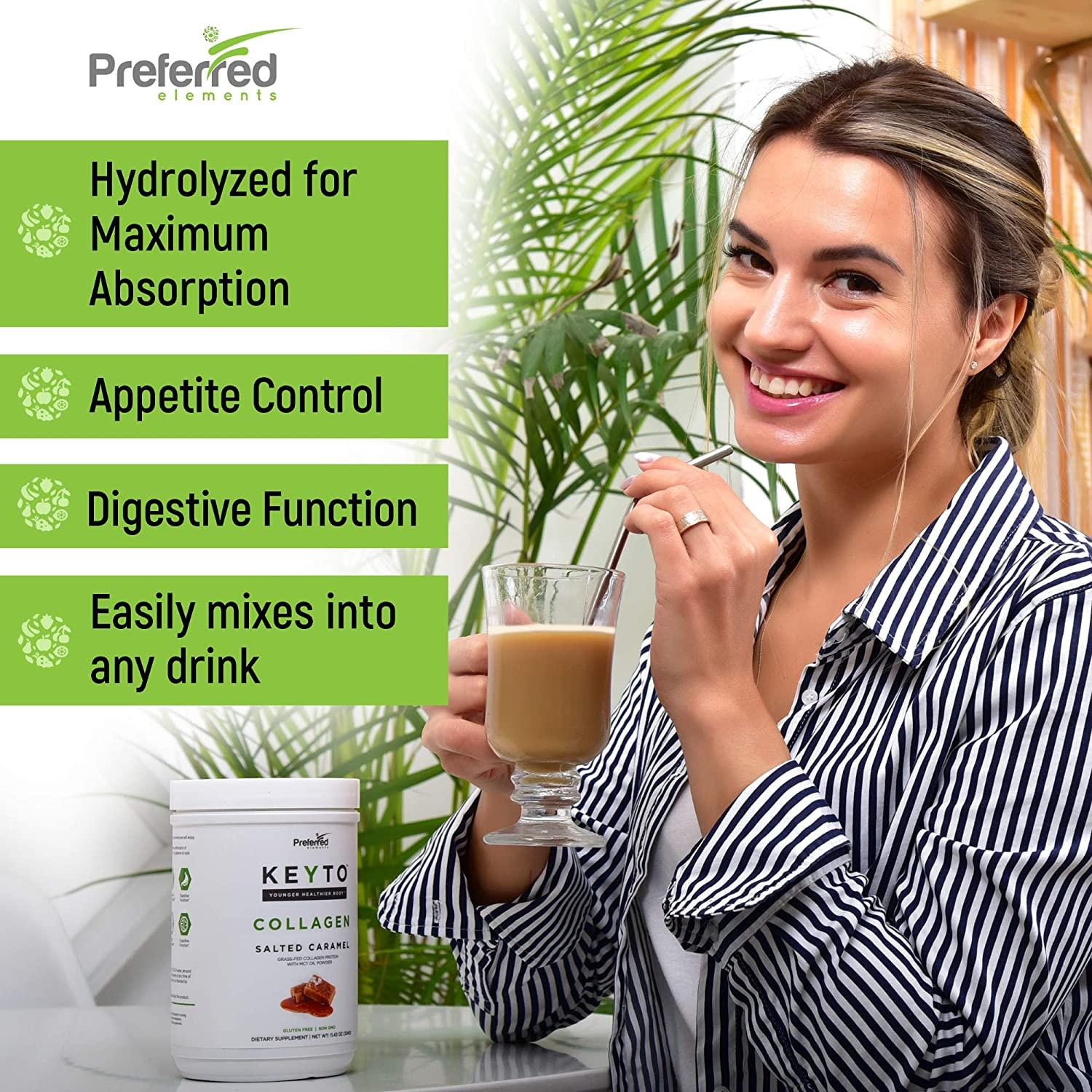 Keto Collagen Protein Powder with MCT Oil–Keto and Paleo Friendly Pure Grass Fed
