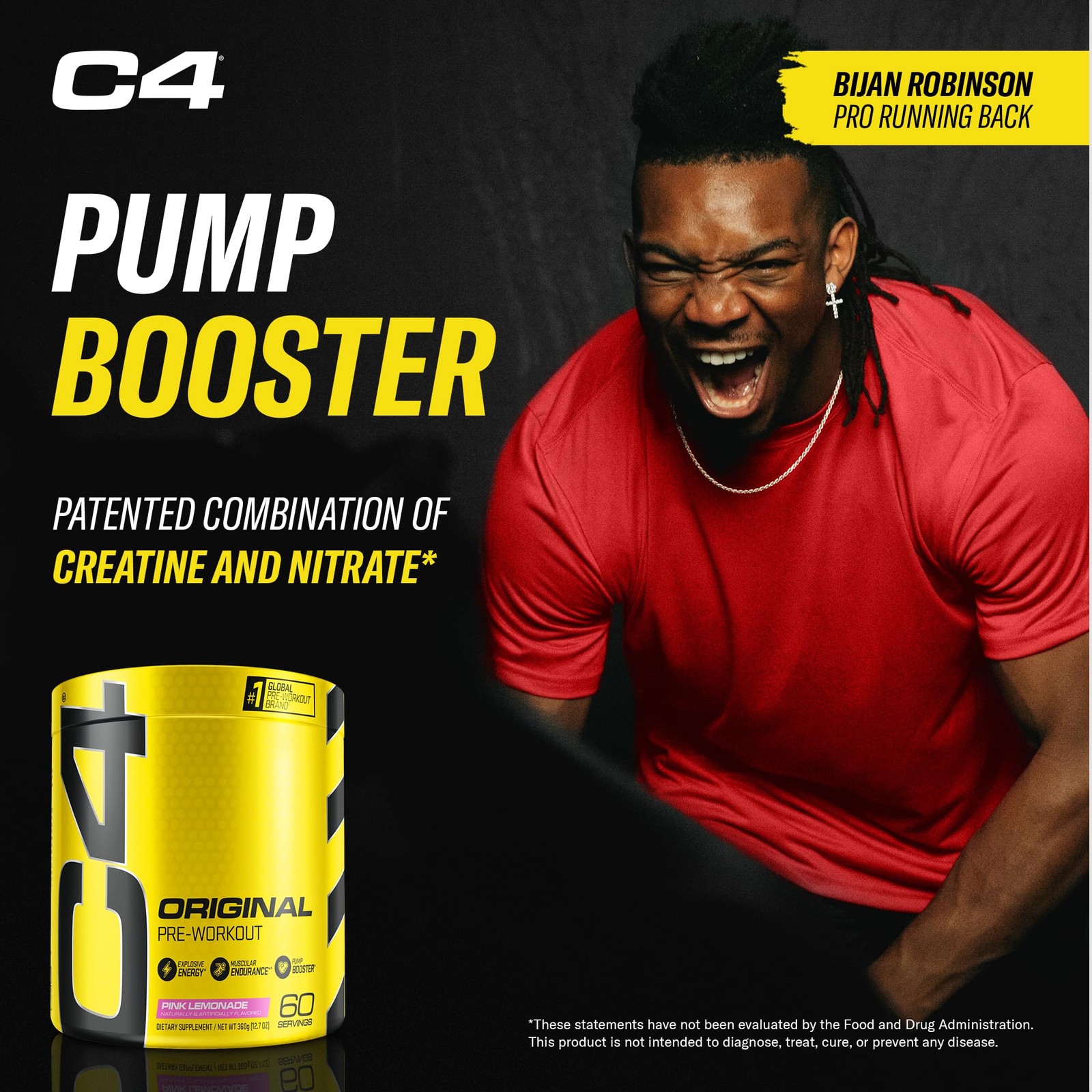 C4 Original Pre Workout Powder Pink 12.7 Ounce (Pack of 1), Lemonade