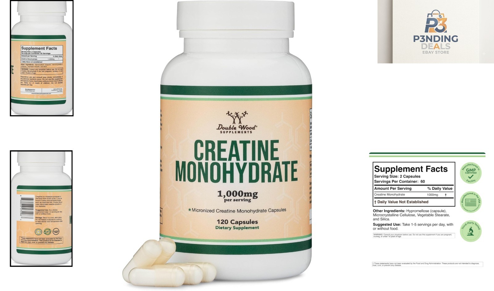 No Fillers Creatine Monohydrate Capsules – Performance Booster, 60 Servings