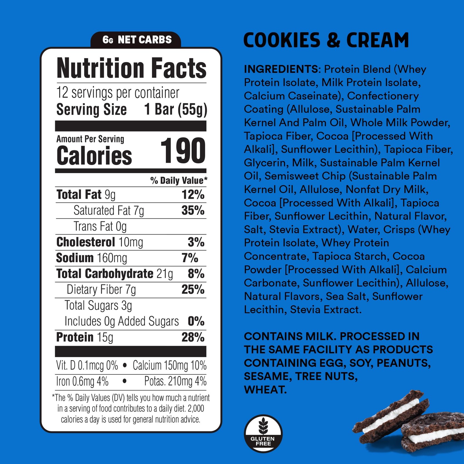 Junkless Cookies Cream Protein Bars 15G Protein No Added Sugar High Fiber