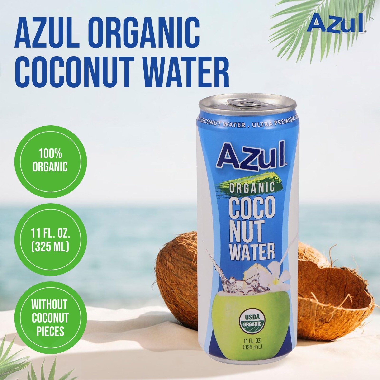Organic Coconut Water – Natural Hydrating Electrolyte Drink, No Sugar, Gluten Fr