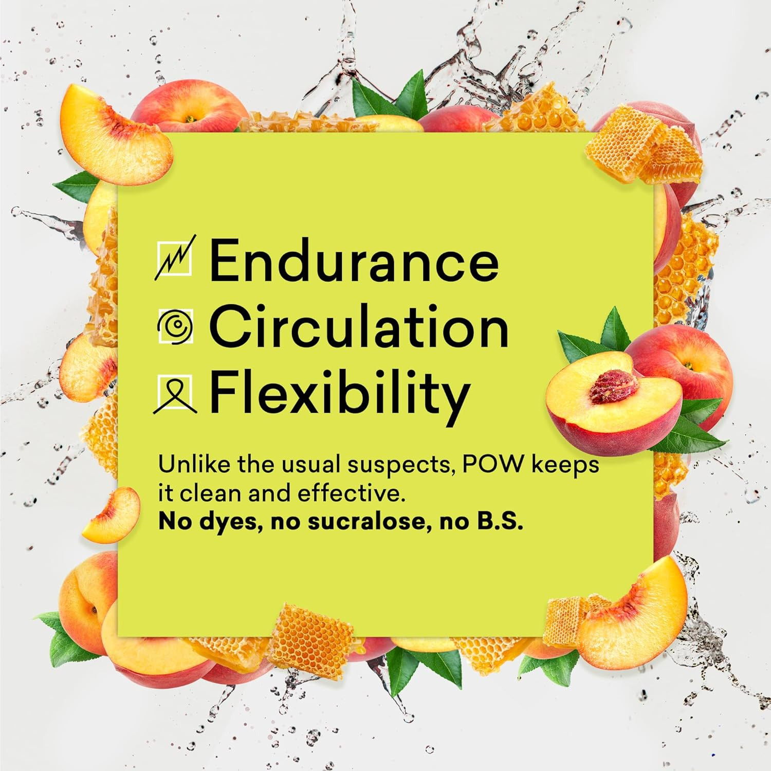 EBOOST POW Natural Pre Workout Powder, Peach Nectar, 15 Packets