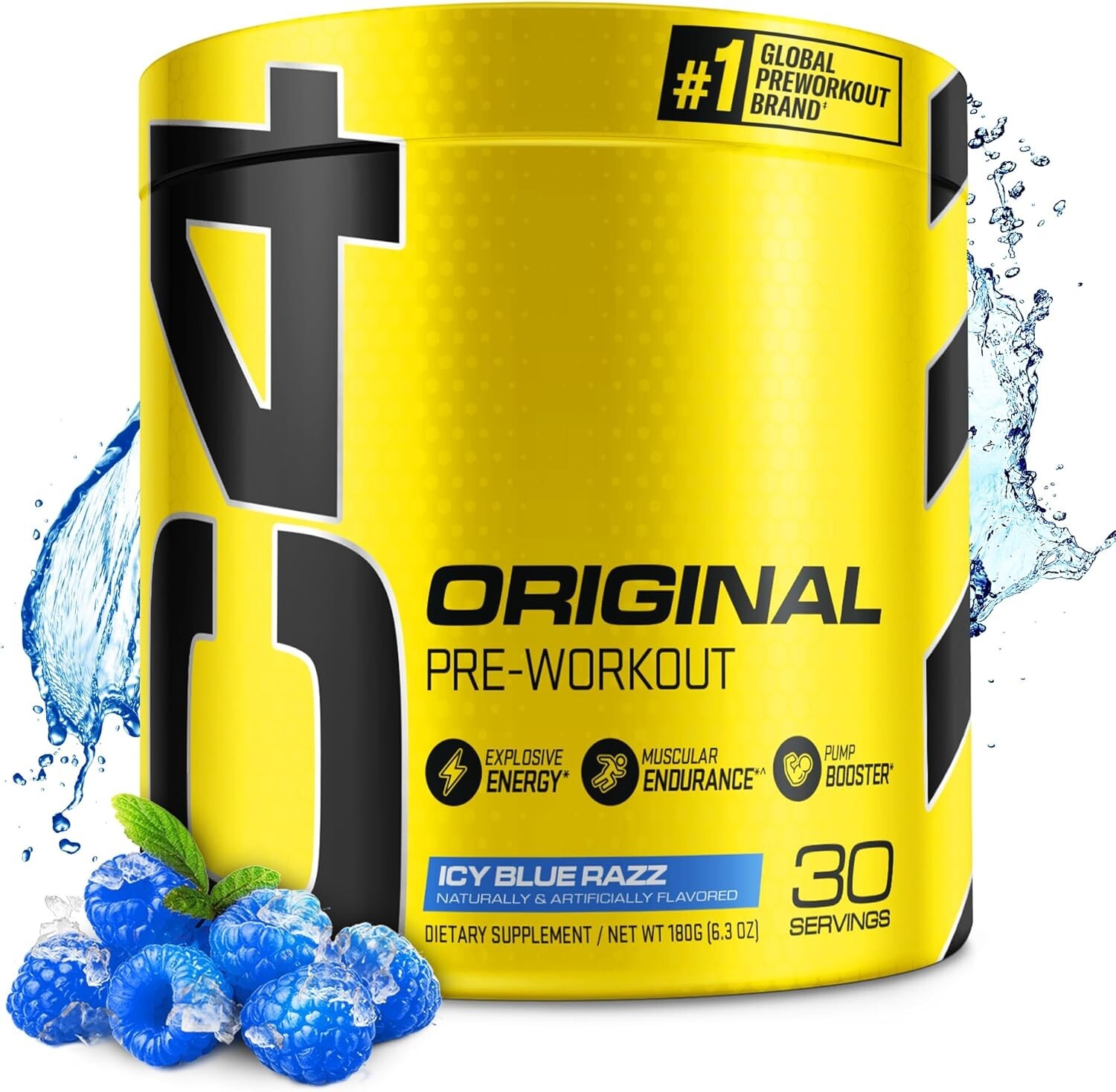 C4 Original Pre Workout Powder ICY Blue Razz Sugar Free 150mg Caffeine Pack of 1