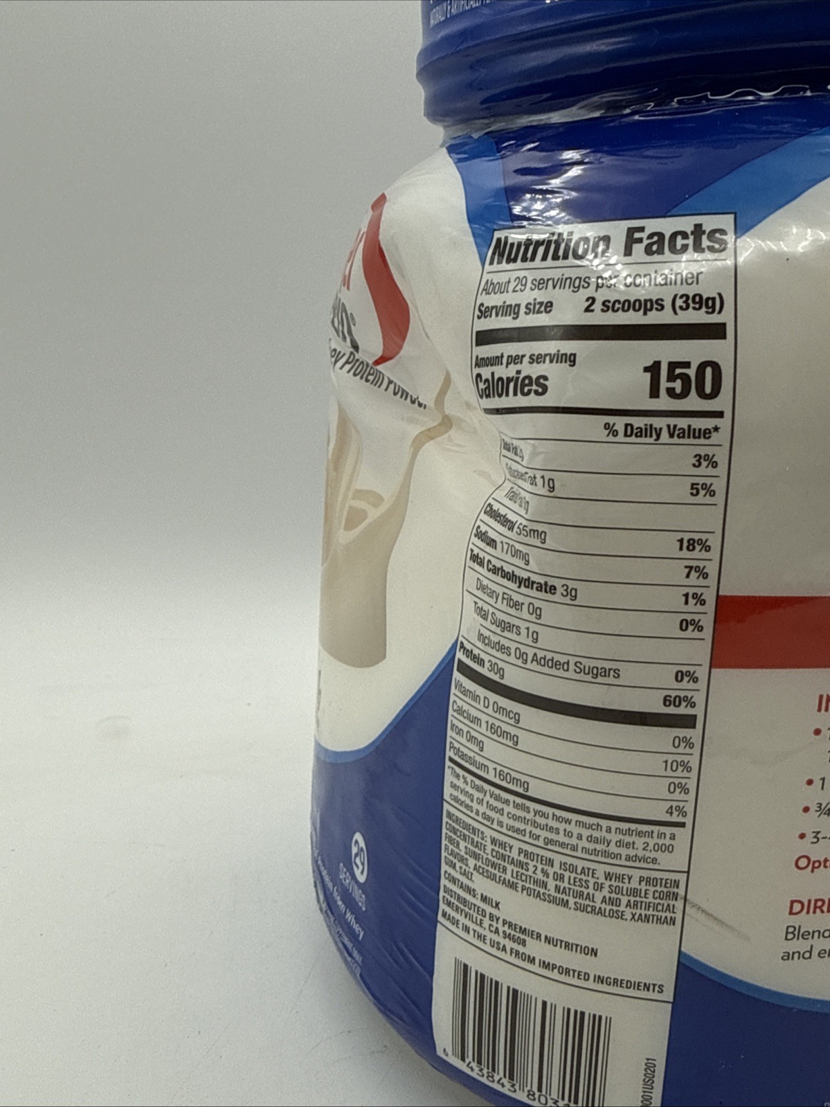 Premier Protein 100% Whey Protein Powder Vanilla Milkshake 30g Protein 29Serving