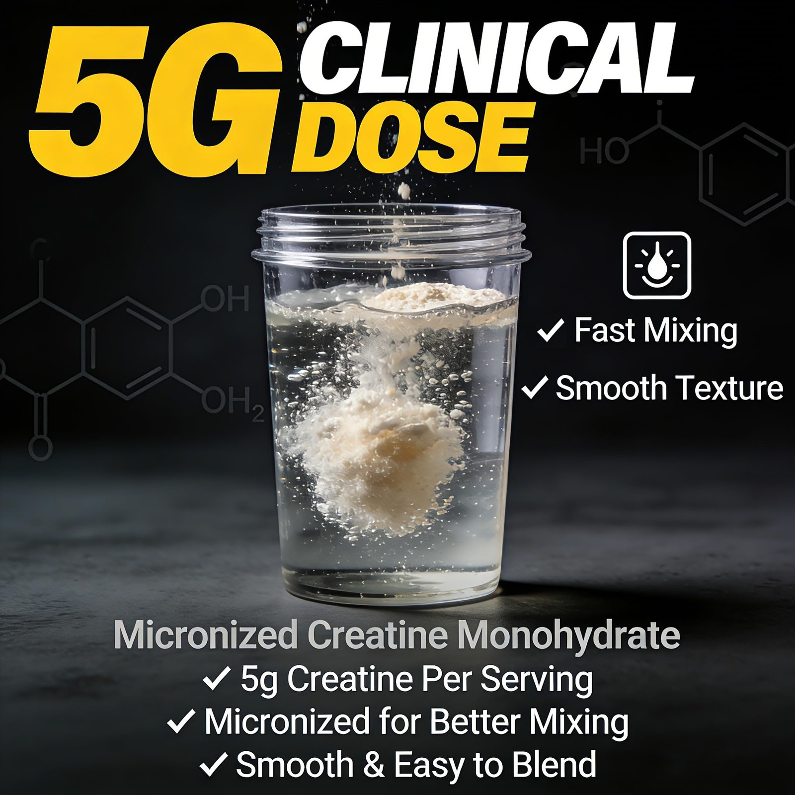 Creatine Monohydrate Stick Packs 5g – 60 Single Serve Creatine Packets, Micro…