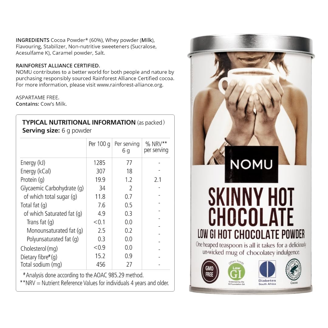 Skinny 60% Cocoa Hot Chocolate (33 Servings) | 20 Calories Only, Keto Diet Drink