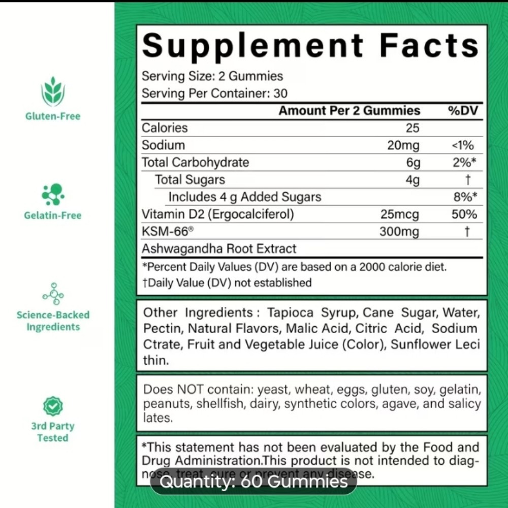 Ashwaganda Ksm-66 Gummy Berry I Bottle Berry 🫐 Flavor Stress Relief and 😴