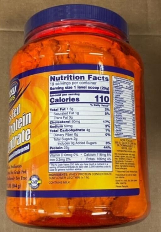 4 X 1.2 Lb= 4.8 Lbs GRASS-FED Whey Protein Concentrate Unflavored 22 G. Protein.