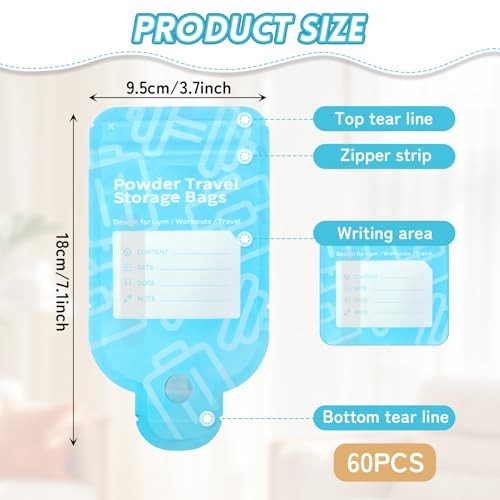 Protein Powder Travel Container BagsPcs Leakproof Bottle-Shaped Disposable 60
