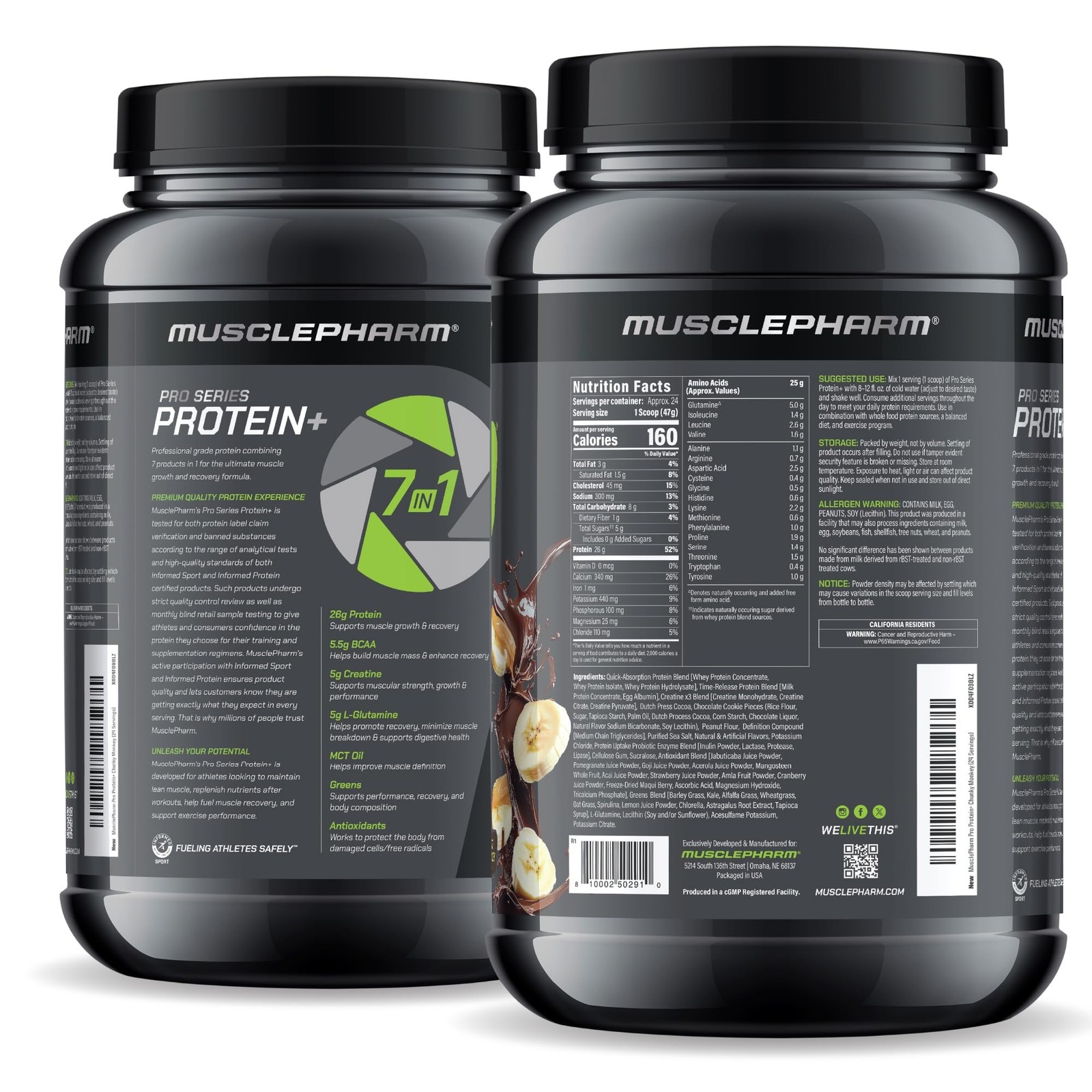 Muscle Pharm Pro Series 26g Whey Protein – Chocolate Chunky Monkey 2.5 lb 24