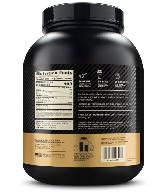 Optimum Nutrition Gold Standard Isolate Vanilla 2.91LB 44Sv