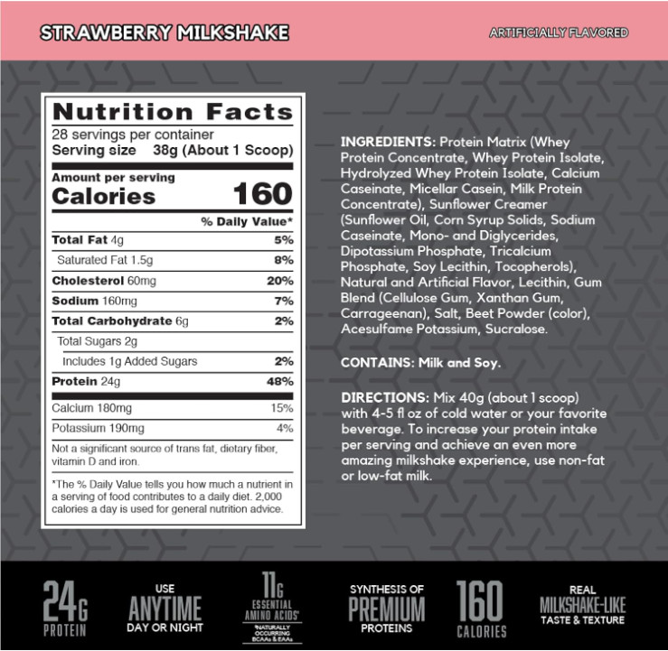 BSN SYNTHA-6 Edge Protein Powder, Strawberry Milkshake, 28 Servings