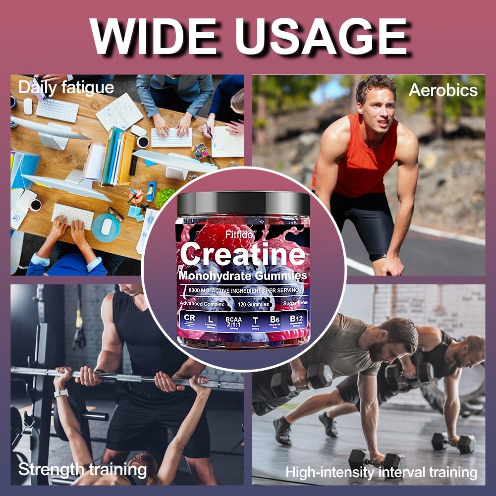 Fitfido Creatine Monohydrate Gummies 120 Count