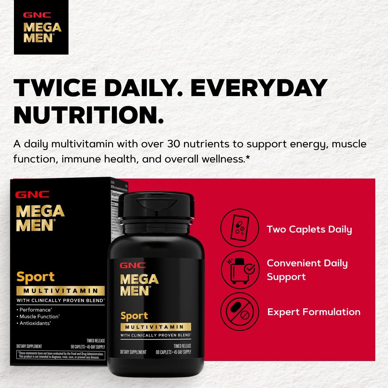 GNC Mega Men Sport Multivitamin for | Performance, 90 Count (Pack of 1)