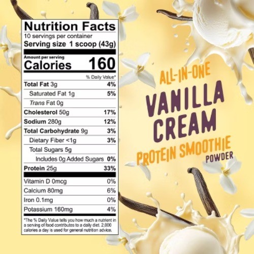 FlavCity Protein Smoothie Powder – 10 Servings – Vanilla Cream – 430gms