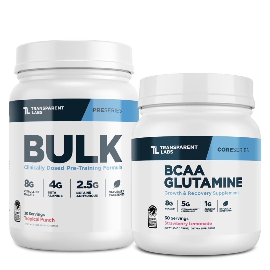 Transparent Labs Bulk Pre-Workout (30 Servings, Tropical Punch) & BCAA…