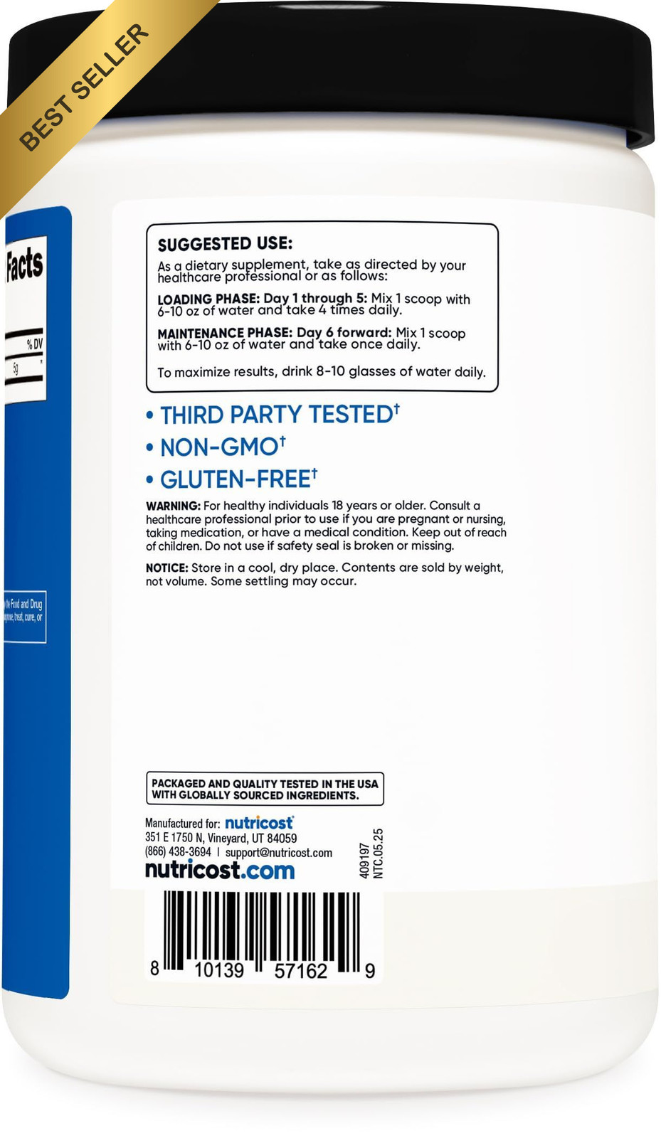 Nutricost Micronized Creatine Monohydrate Powder 500G 5000mg 100 Servings Pure