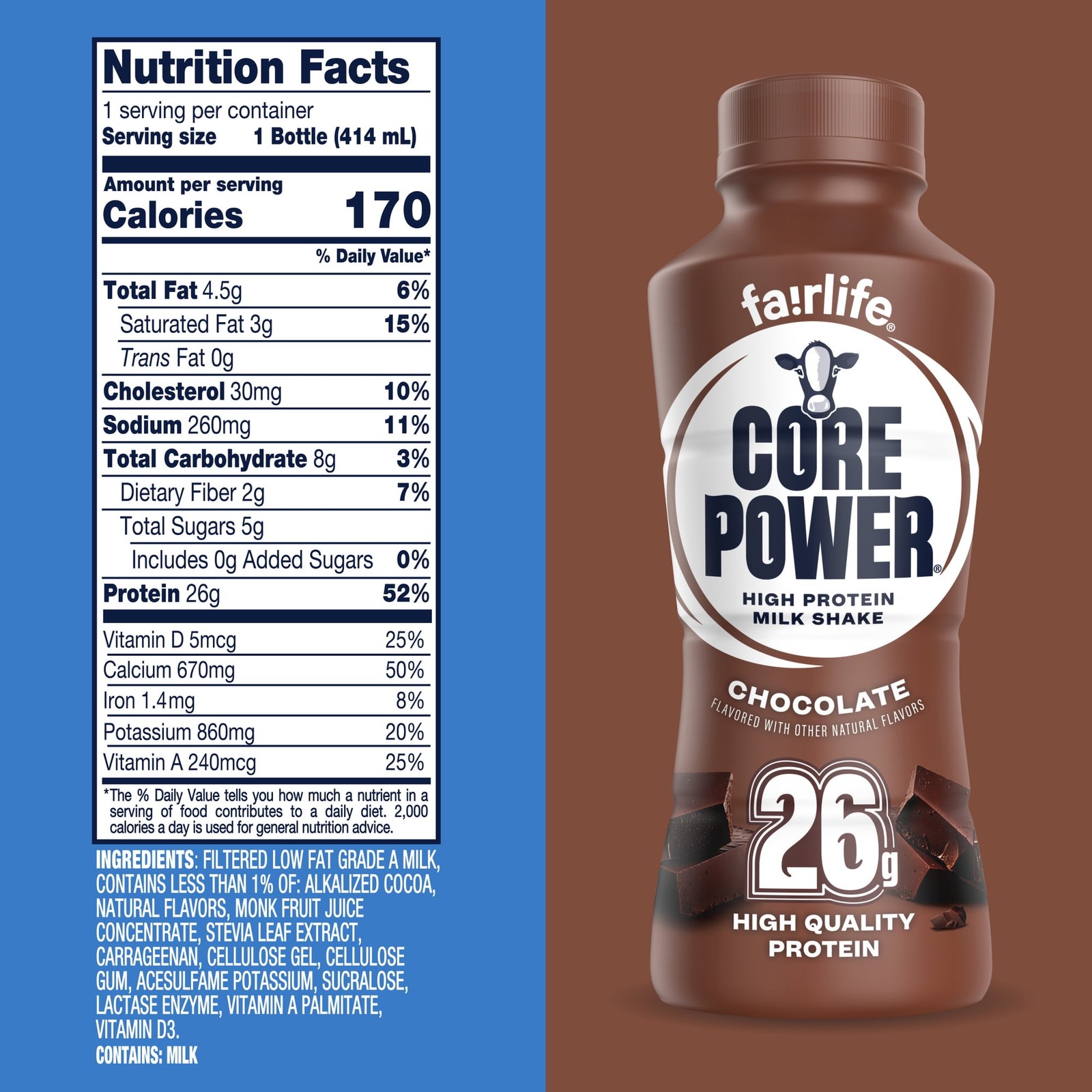 Core Power Protein Shake, Chocolate, 26g Bottle, 14oz, 12 Pack free shipping