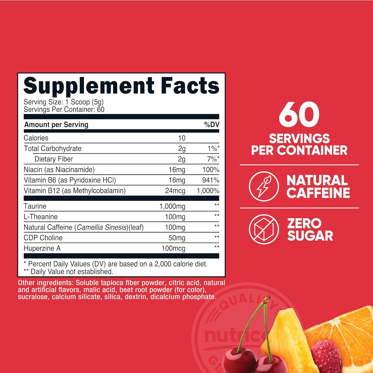 Nutricost Energy Complex (Fruit Punch) (60 Servings) – Clean Energy Powder, 300g