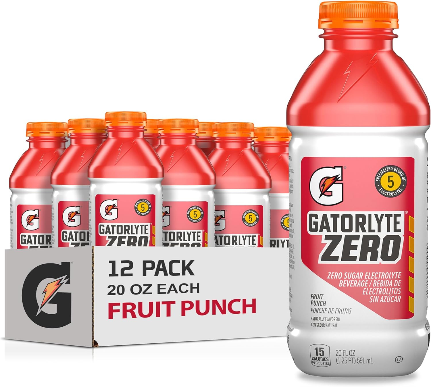 Gatorlyte Zero Electrolyte Beverage, Zero Sugar Hydration, 12 Pack 20oz Bottles