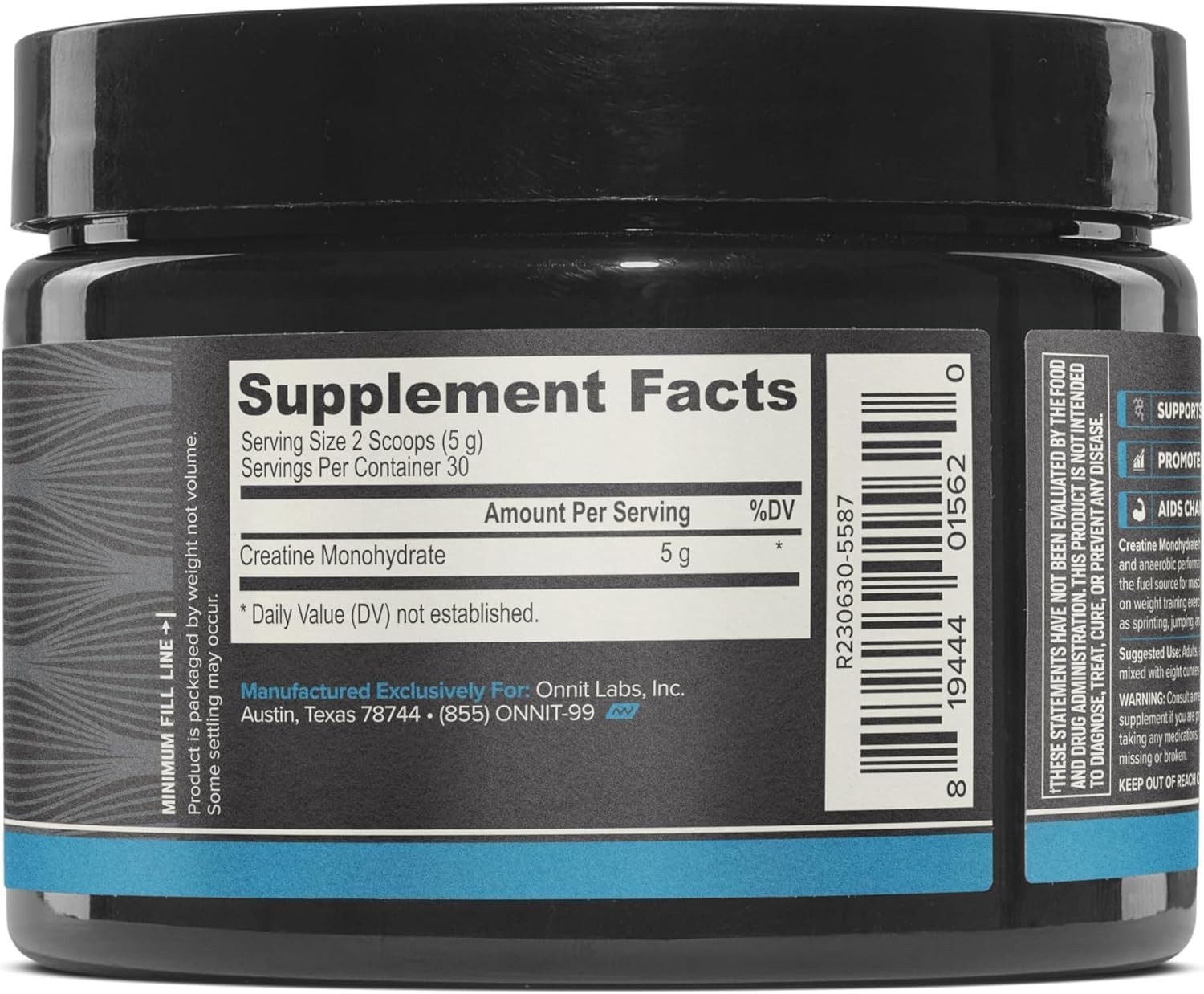 ONNIT Creatine Monohydrate Powder 5g, Unflavored, 30 Servings, Pack of 2 | IGEN