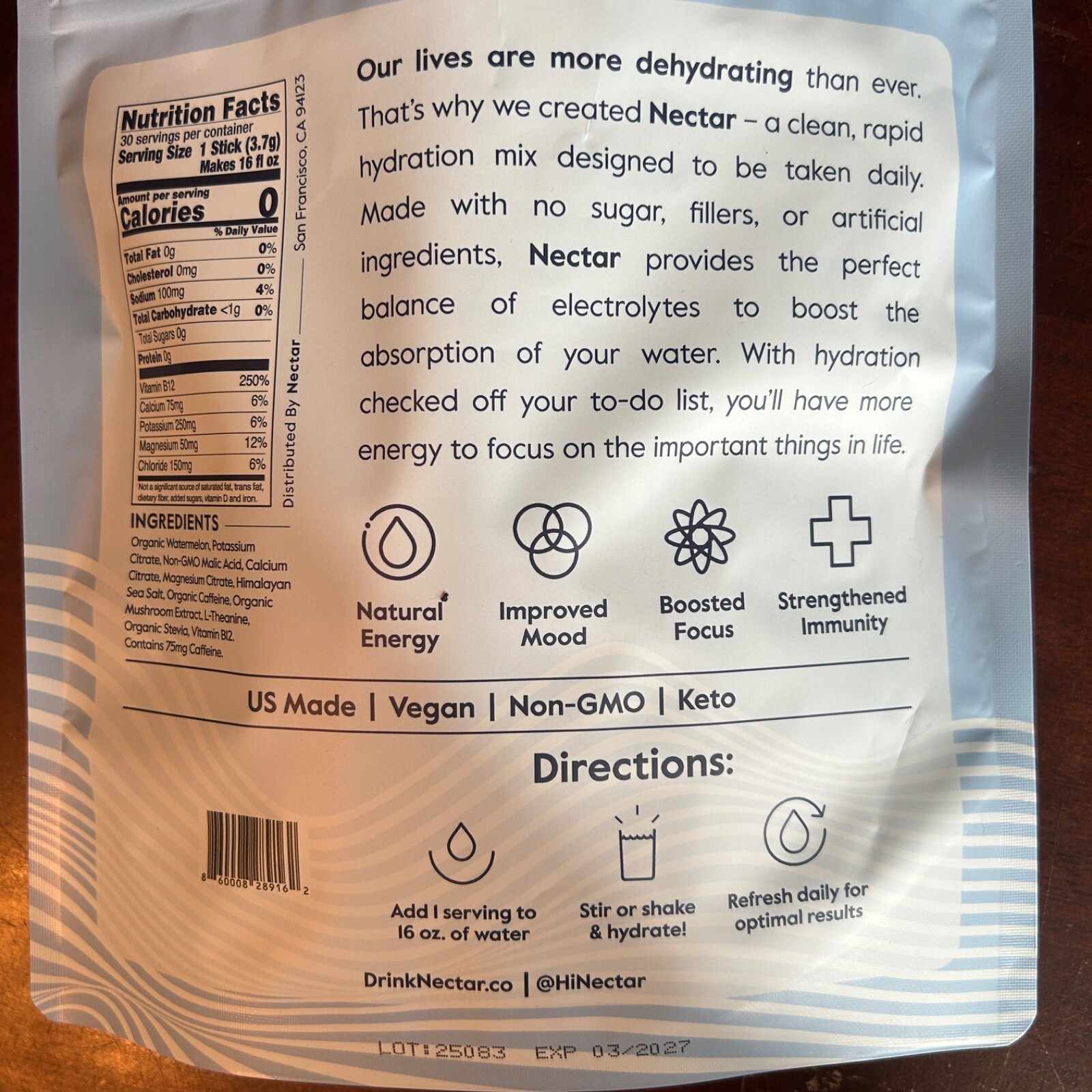 Nectar Hydration Essential Daily Energy Watermelon Flavor