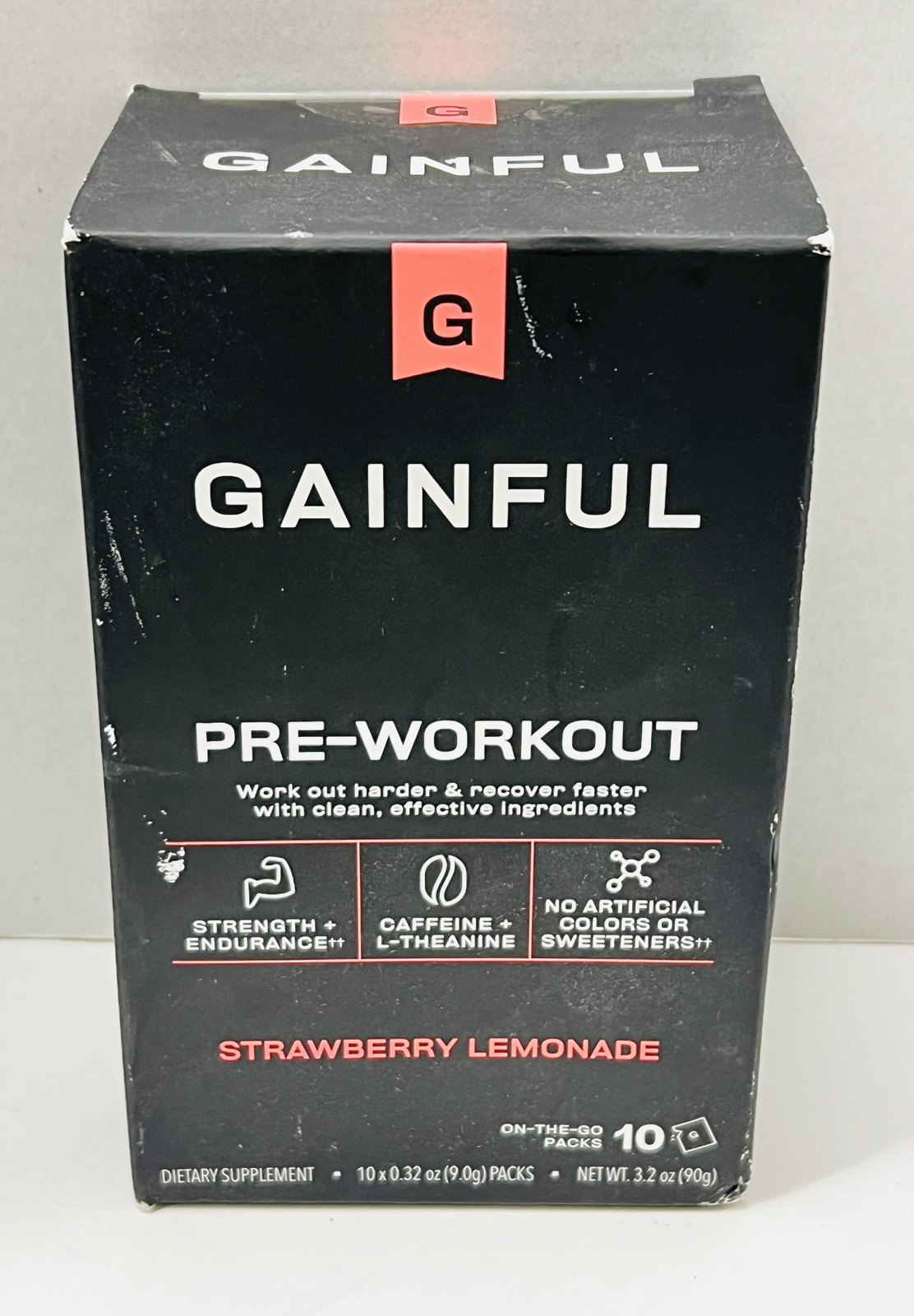 Gainful Pre Workout Powder Strawberry Lemonade Vegan 10 Ct EXP 4/26 U27