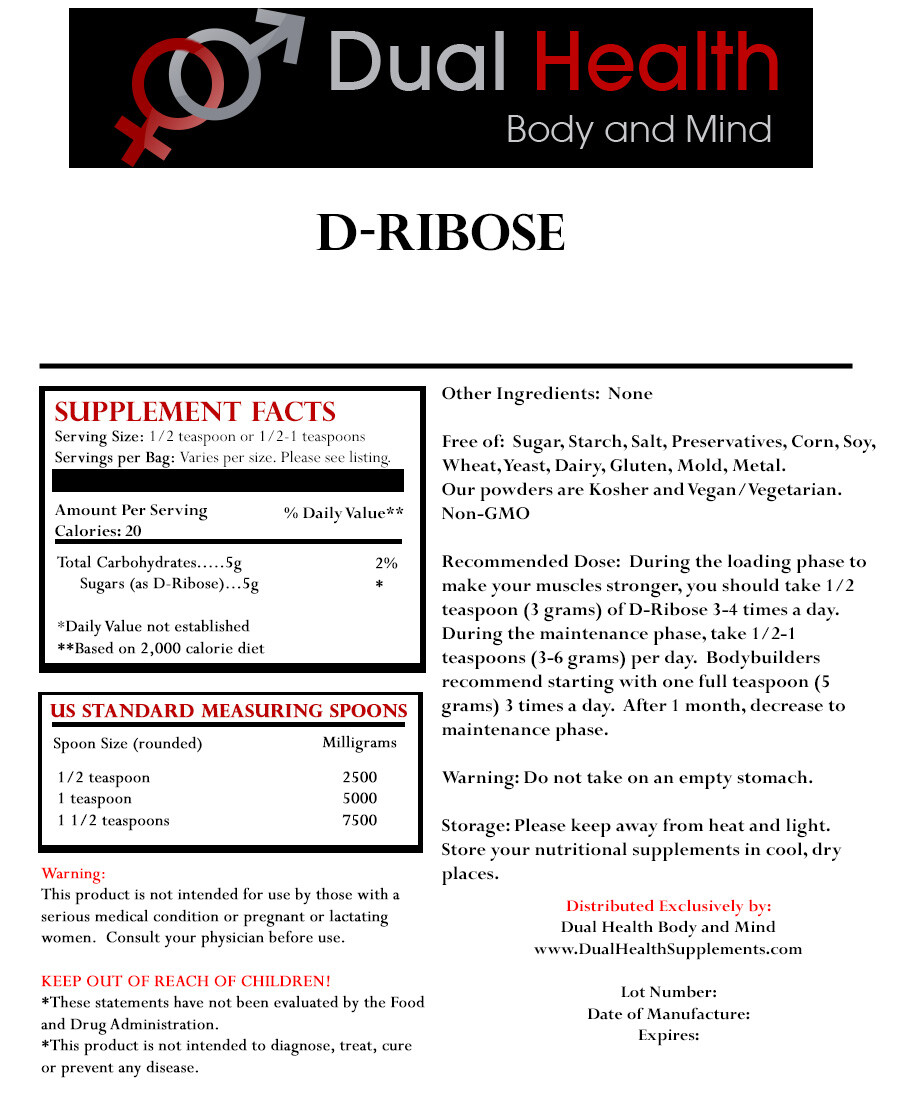 D-Ribose Powder 500g (1.1 lb) ATP Energy Endurance Muscle Sport Pharmaceutical