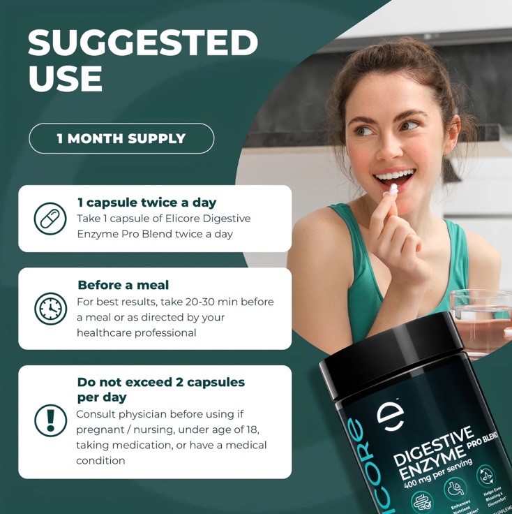 Premium Digestive Enzyme Pro Blend with Bromelain & Papaya Enzyme Exp 7/26