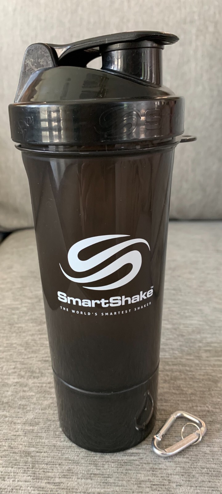 SmartShake Bottle Protein bottle Mixer Shaker Cup – 17oz – Gunsmoke Black