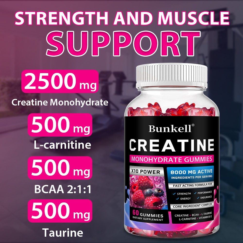 Creatine Monohydrate 2500mg- 60 Gummies – Performance – Sports Fitness Training