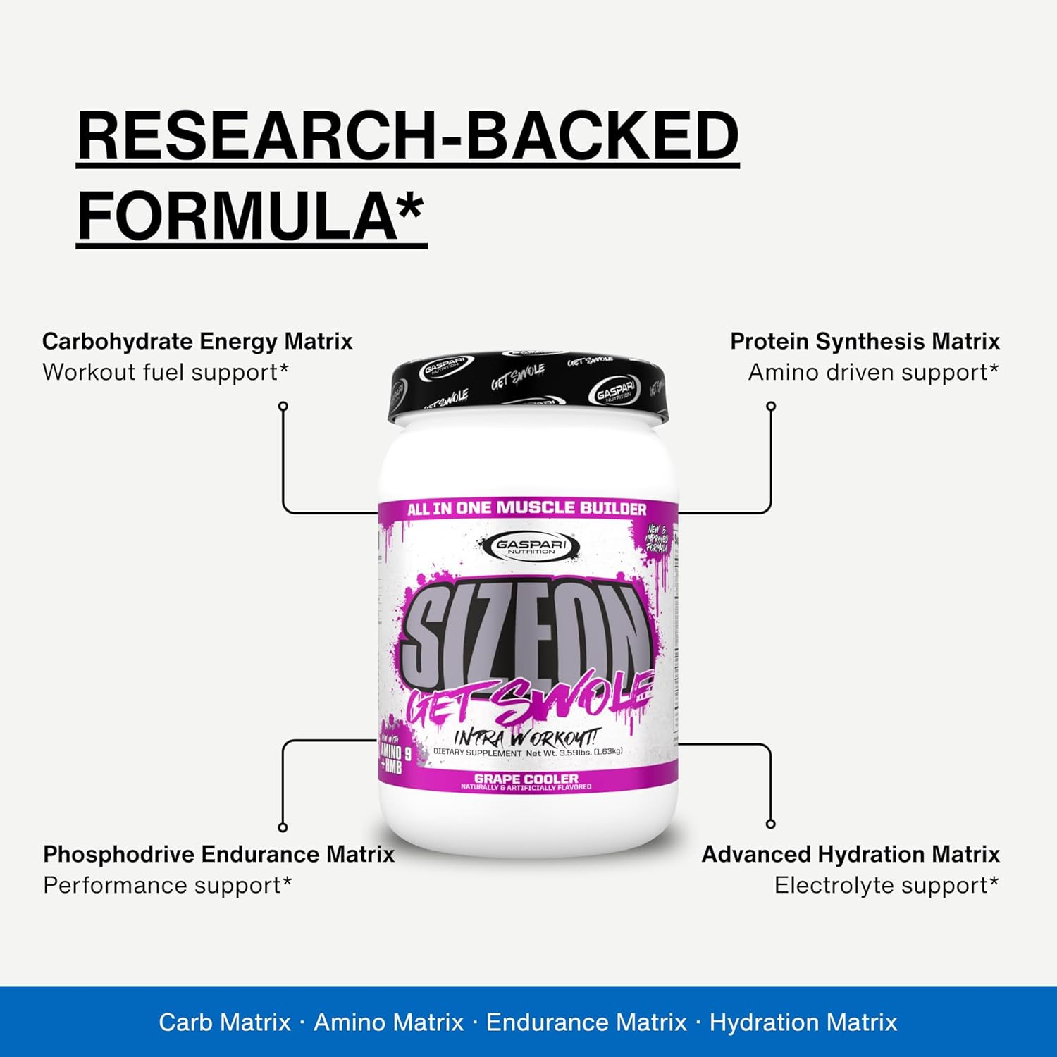 Sizeon Intra Workout, Whey Protein Powder, the Ultimate Hybrid Intra-Workout Ami