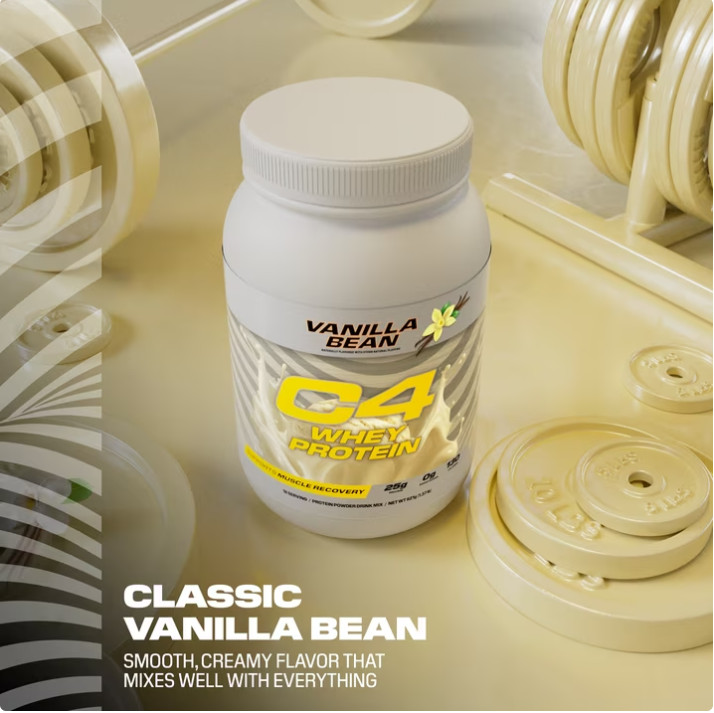 2 Pack C4 Pro Whey Protein Powder, Vanilla Bean Flavor, 25g of Protein,18Serv Pk