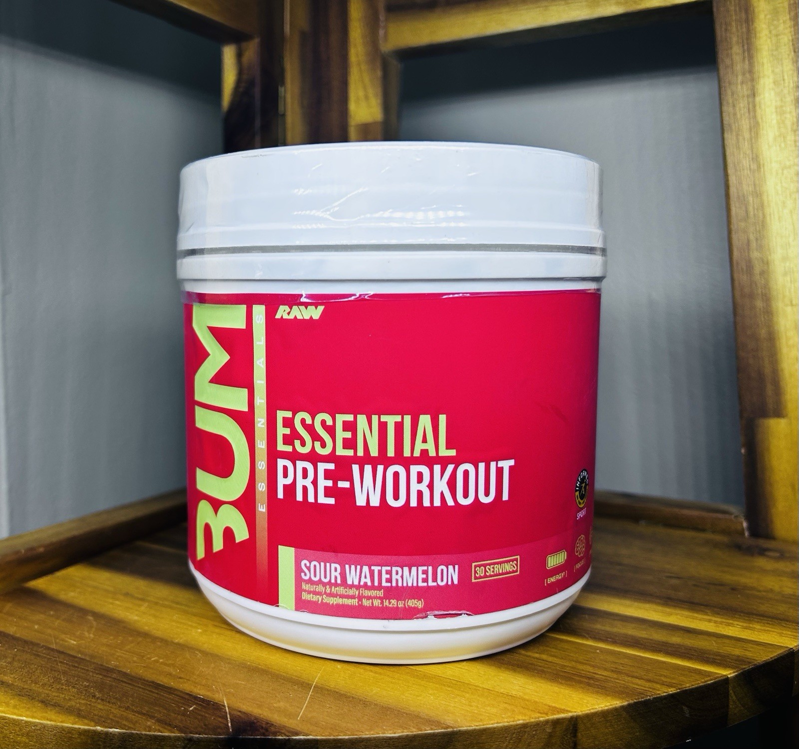 RAW ESSENTIAL PRE-WORKOUT SOUR WATERMELON 30 SERVINGS 02/2027