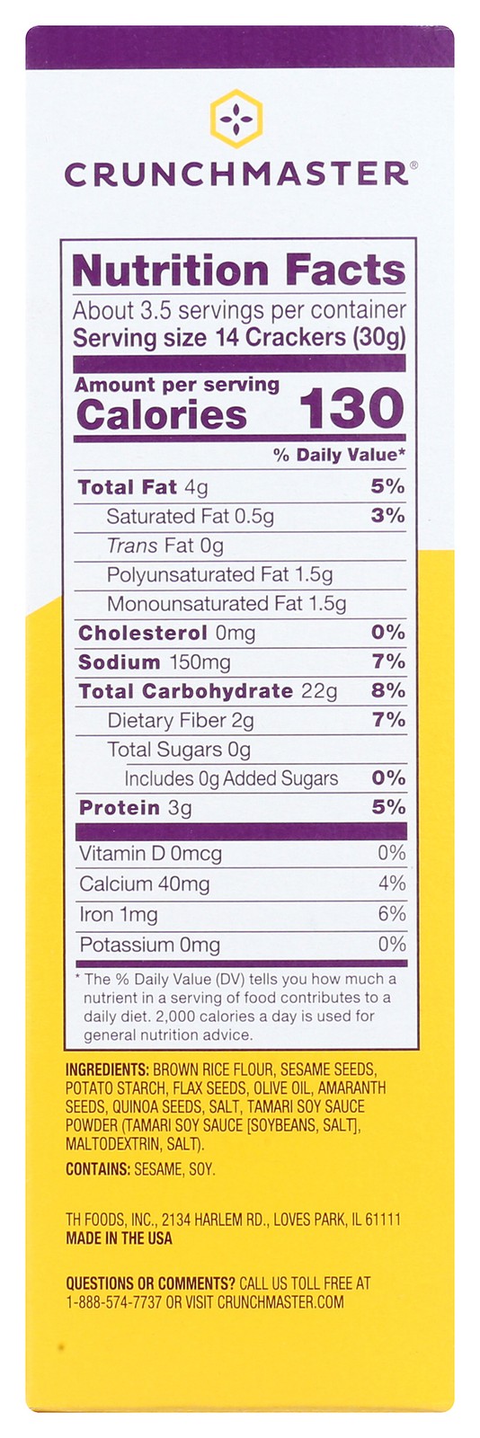 Crunchmaster Baked Rice Multi-Seed Crackers Original 3.54 Oz 6 Pack