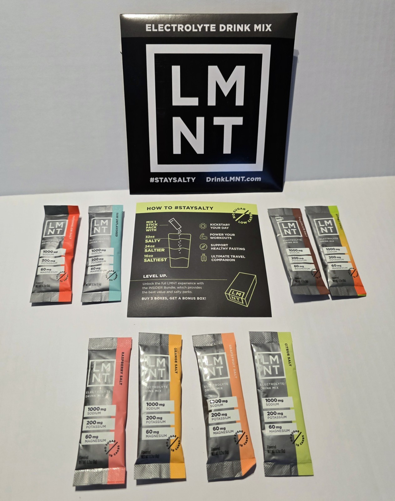Lot of 152 LMNT Electrolyte Powder Drink Mix Packets Mixed Variety Sampler Packs
