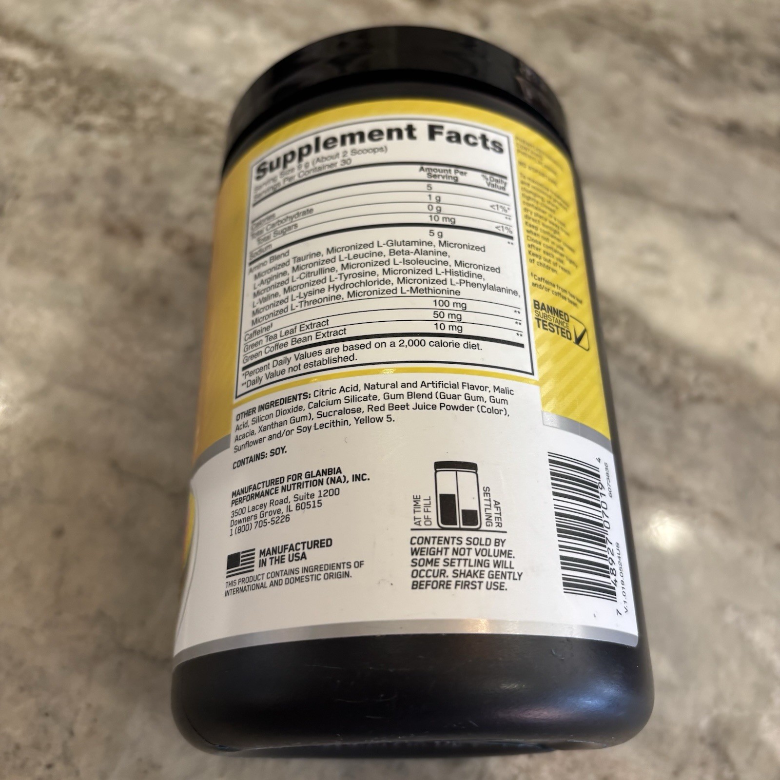 Optimum Nutrition Essential AMIN.O. Energy Rainbow Sherbet 30 SERV 270g EX 9/27