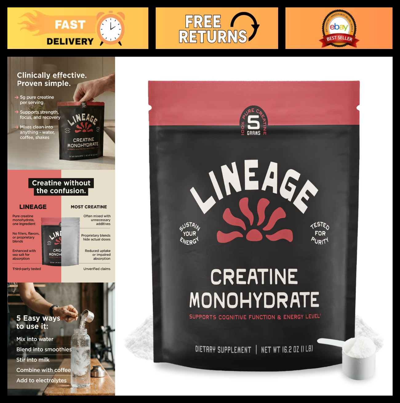 Micronized Creatine Monohydrate Powder with Sea Salt – 90 Servings for Training
