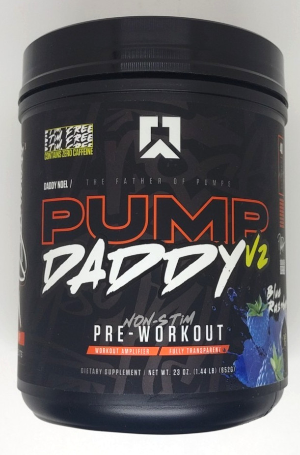Ryse Up Pump Daddy V2 Non-Stim Pre-Workout 23 Oz 40 Servings Blue Raseberry
