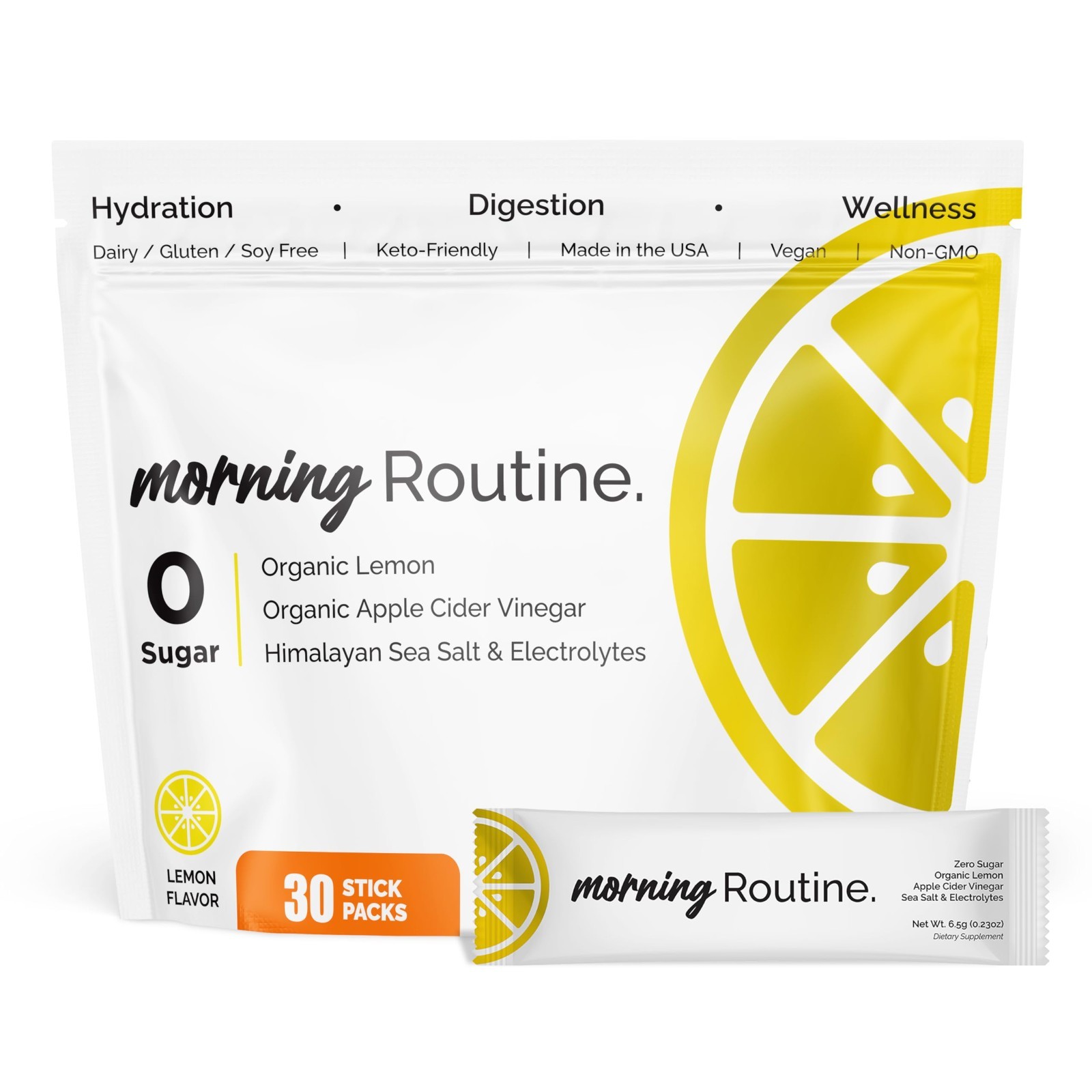 Hydrating Electrolyte Powder Packets – Lemon & Apple Cider Vinegar Mix, Keto, Su